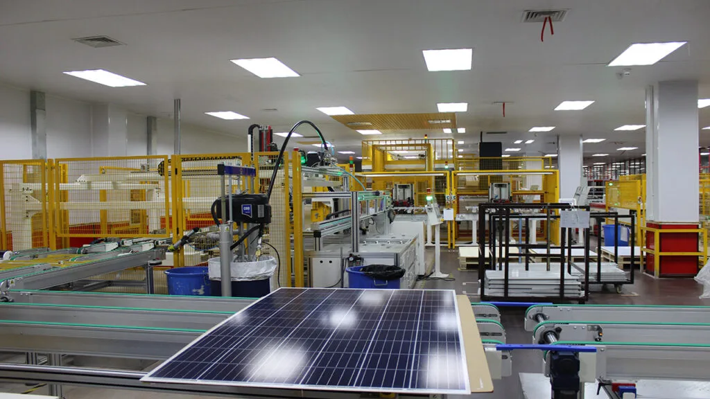 solar street light manufacturing quality control workshop - photovoltaic panel production workshop