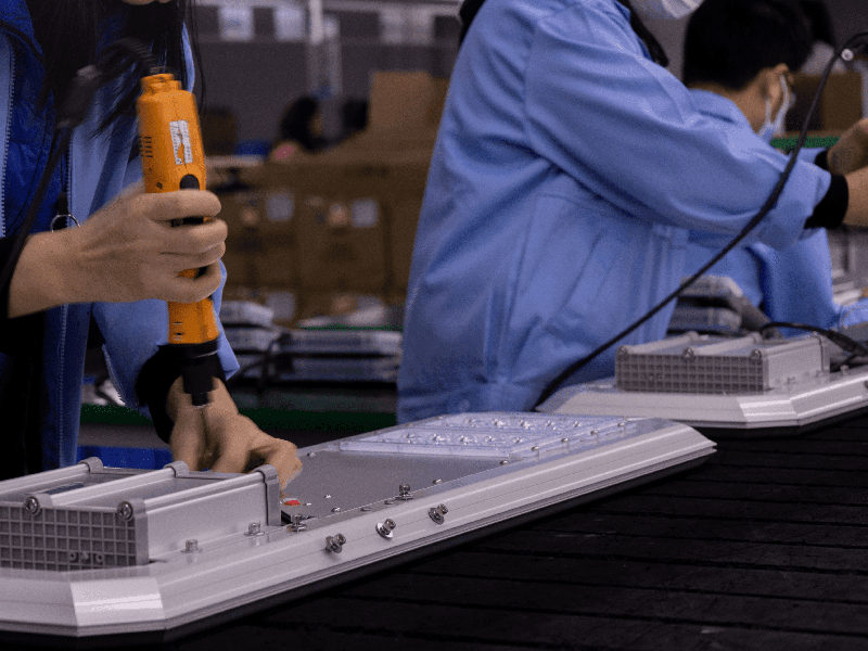 Solar manufacturing factory, currently producing solar street lights.