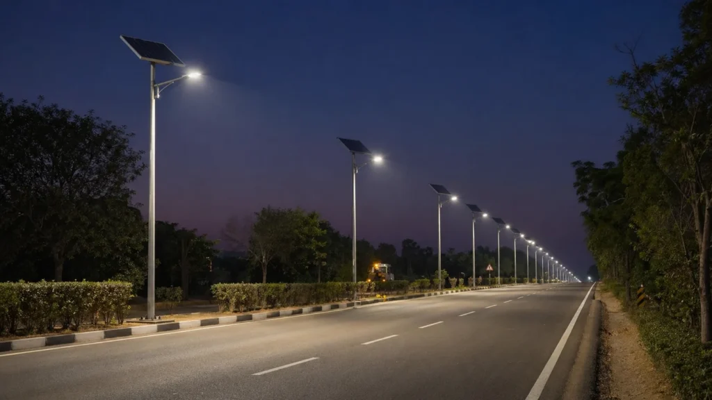 Solar street light nighttime runtime review for road lighting project