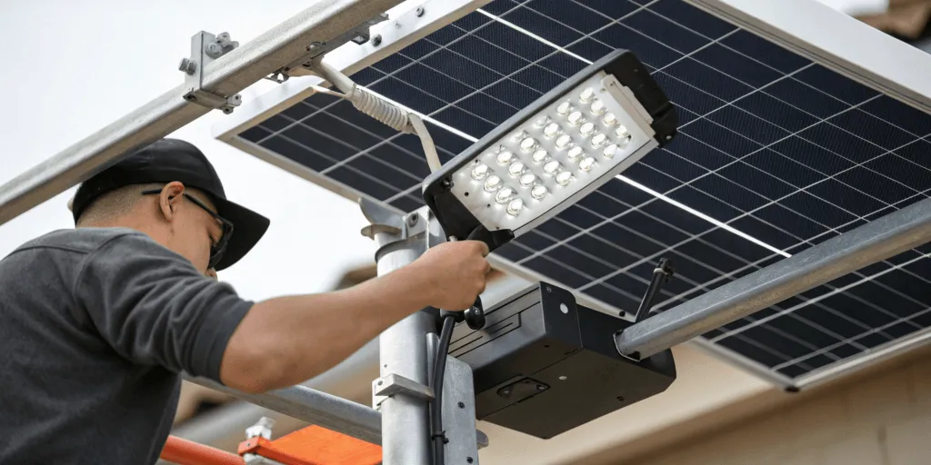 Solar street light installation