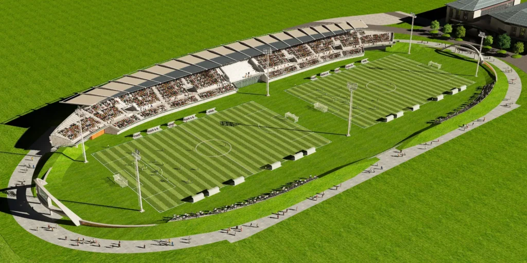 LED high mast lighting installed at a professional football stadium