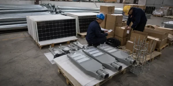 Sunlurio project batch release inspection before solar street light shipment