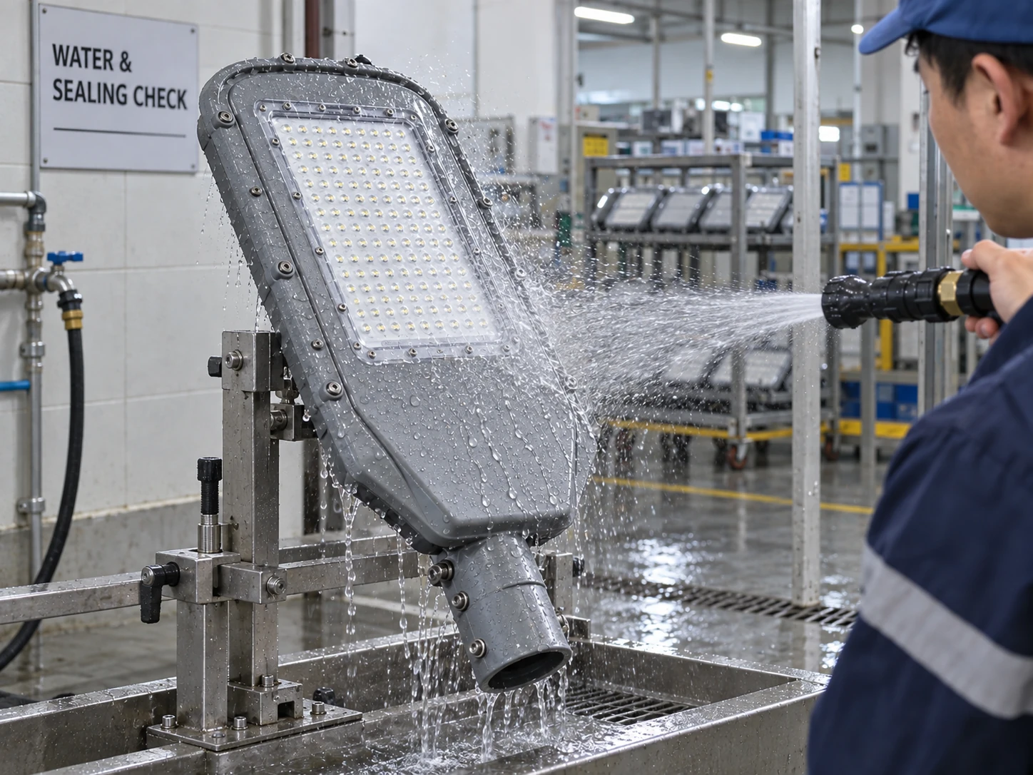 Sunlurio luminaire water and sealing inspection for solar street light project