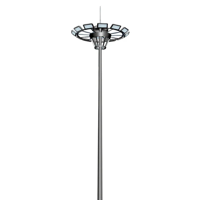 High mast light with round floodlight array