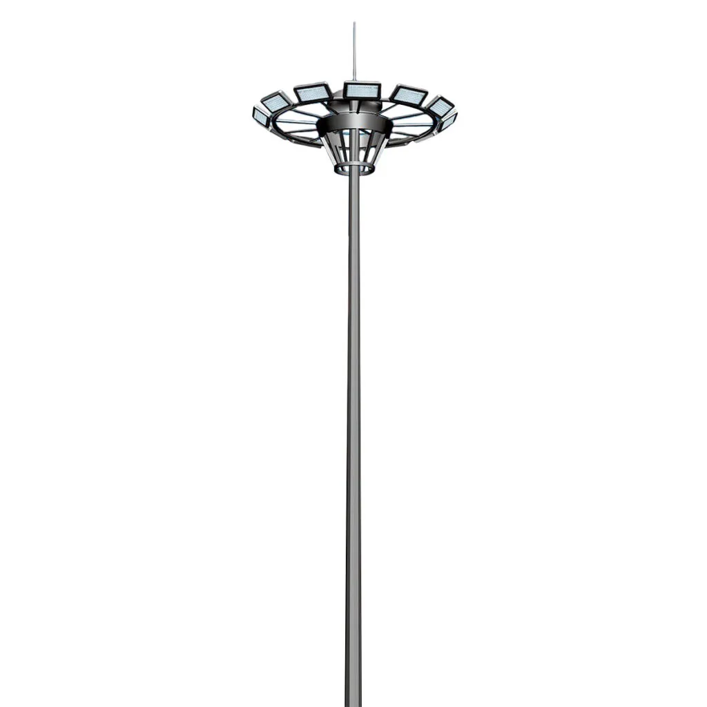 Automatic lifting high mast light pole for stadium and large area lighting projects