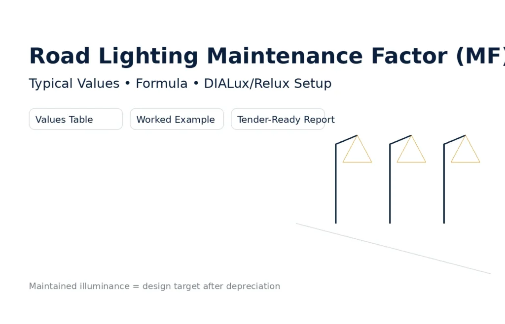road lighting maintenance factor MF values formula DIALux setup