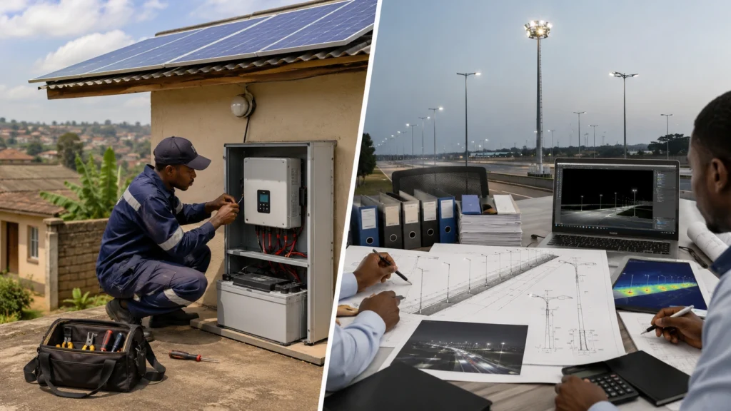 Local Uganda solar installer versus engineering manufacturer partner for home solar and municipal lighting projects