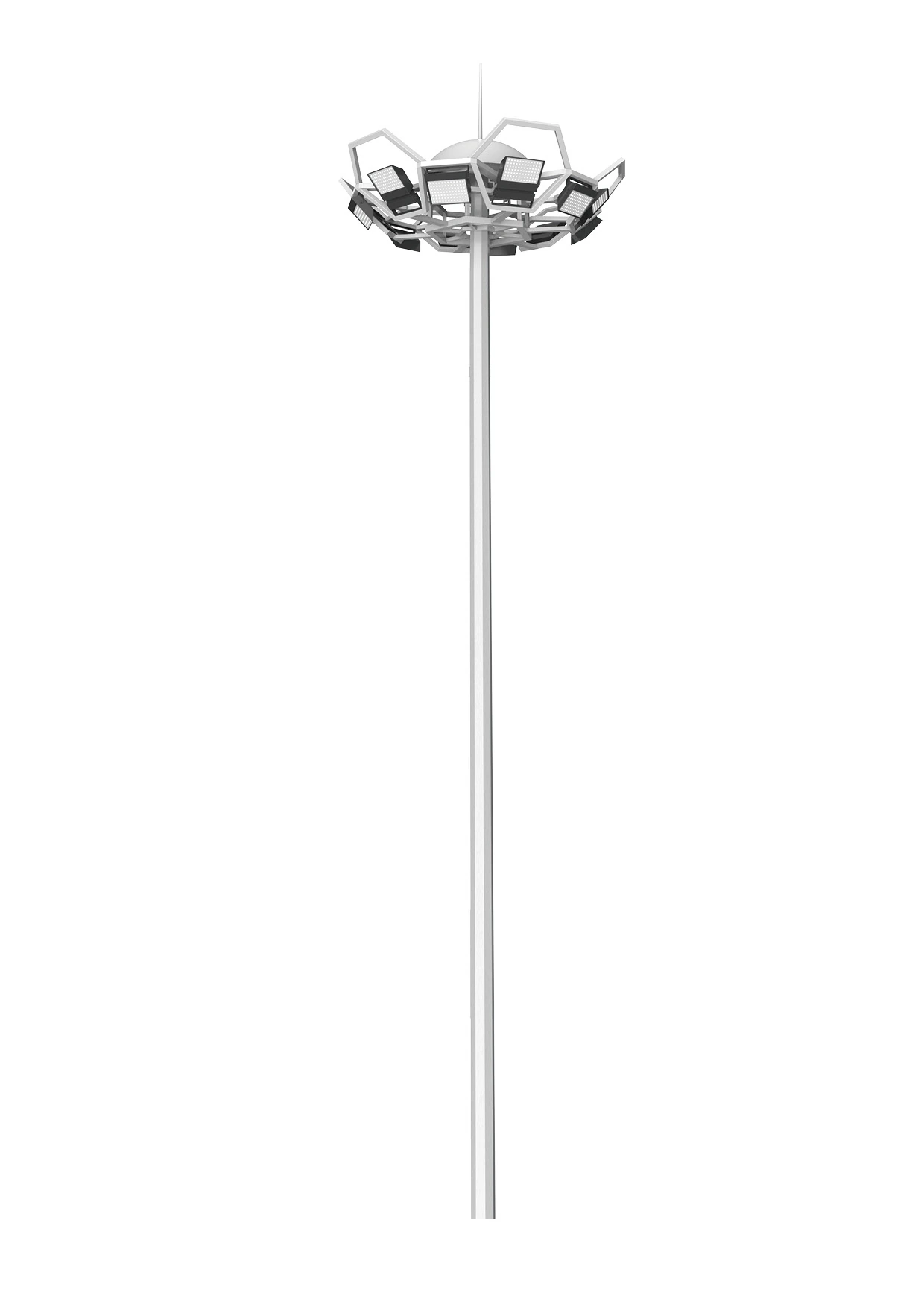 High mast lighting pole with multi-lamp bracket