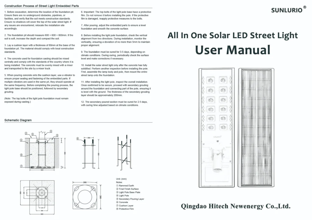 SL-ONE-GM all-in-one solar LED street light user manual cover (Sunlurio)