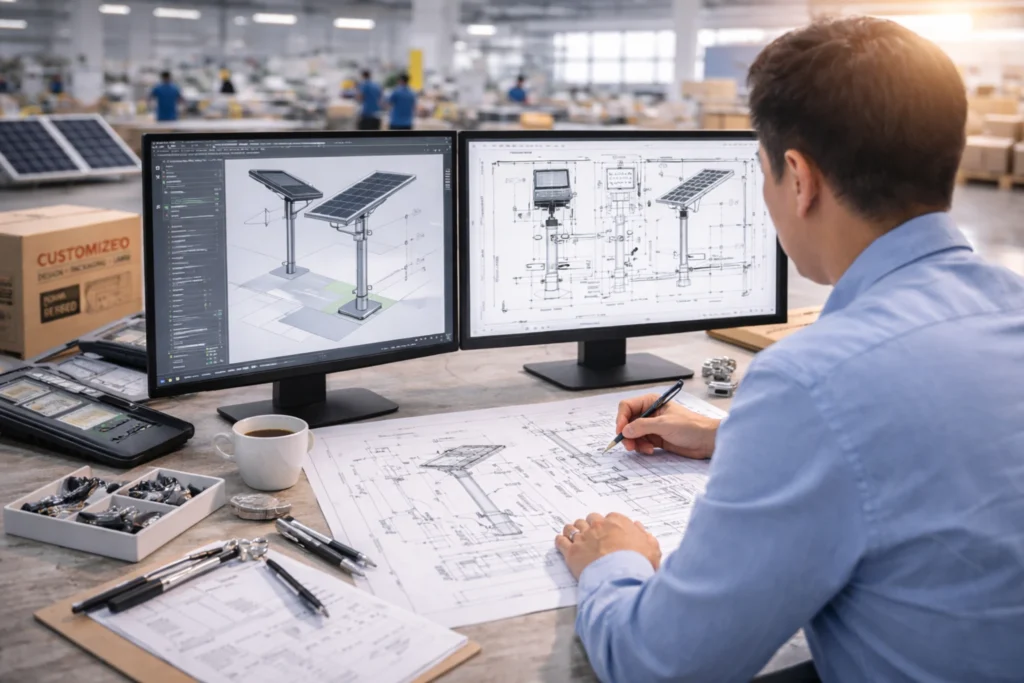 Engineering desk review for all-in-one solar street light project configuration