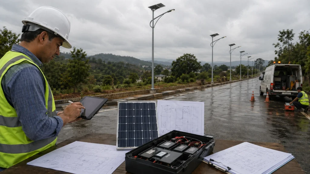 Hidden costs of under specified solar street lights including battery replacement rainy season failure and maintenance visits
