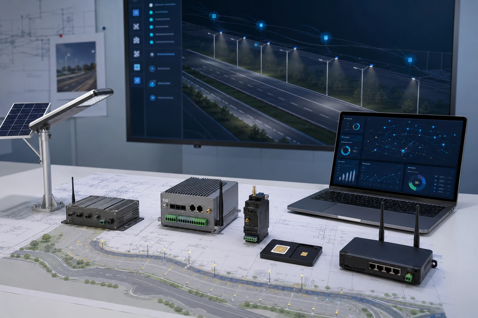 smart street lighting controller and communication system for city projects