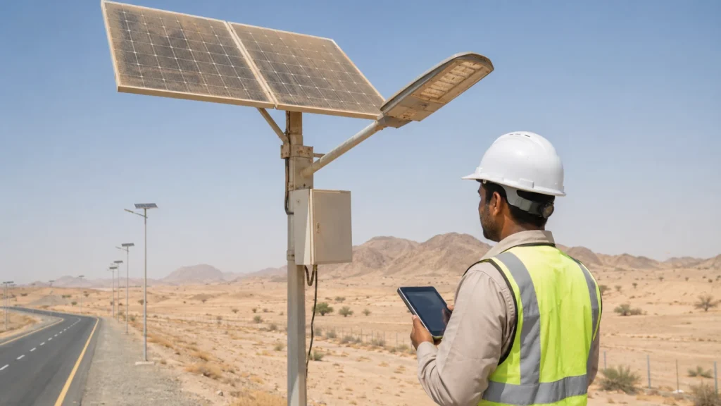 solar street light maintenance desert climate