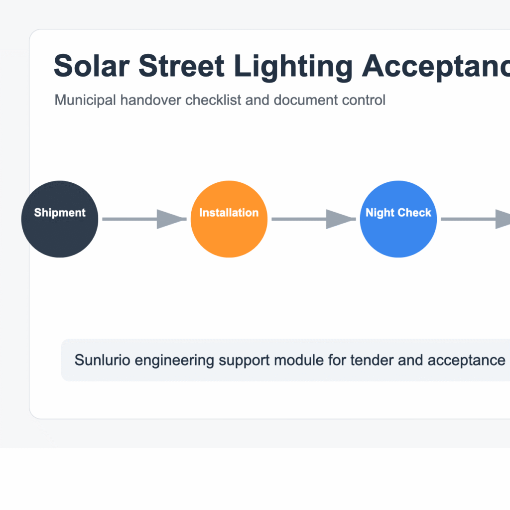 Solar street lighting acceptance checklist for project handover documentation