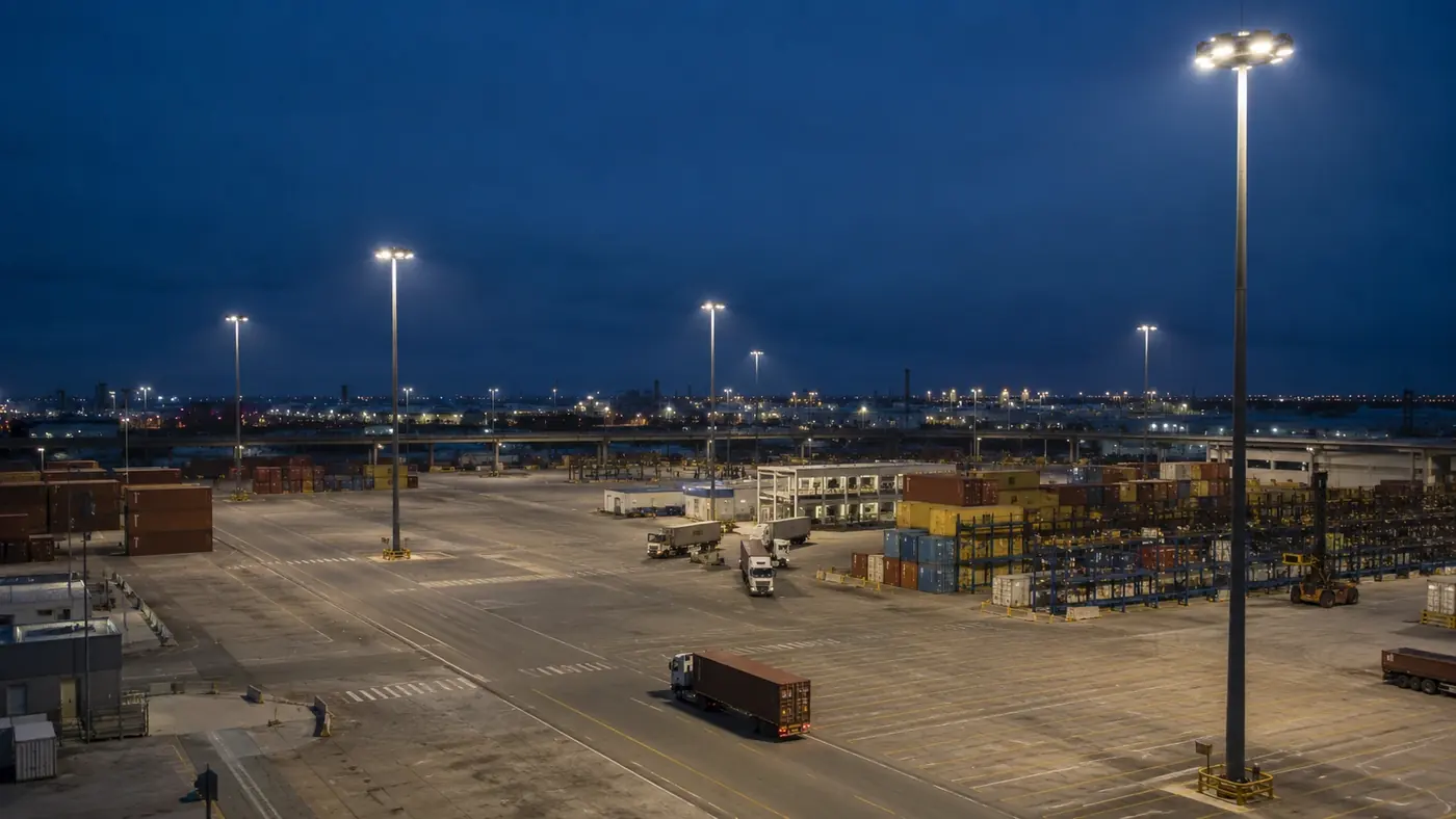 High mast lighting project path for ports stadiums airports and large outdoor areas