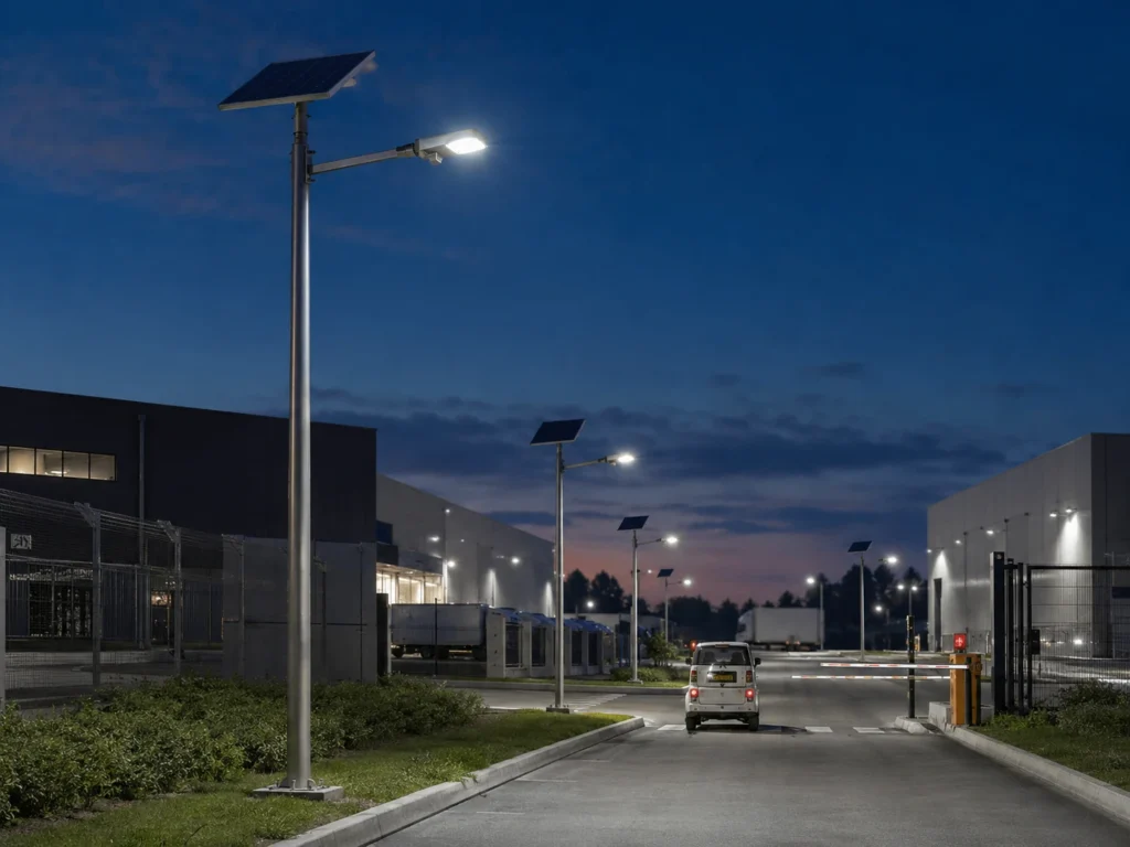 Radar sensor solar street light for parking entrance and industrial road projects