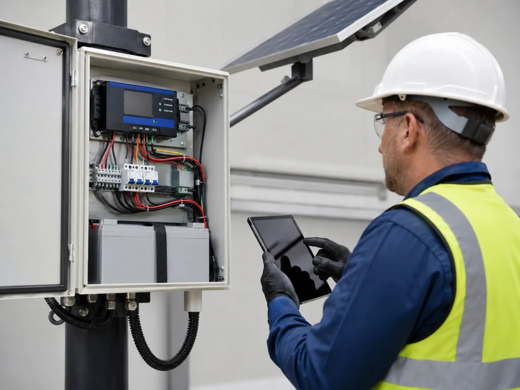 Solar street light controller low voltage protection and battery status review