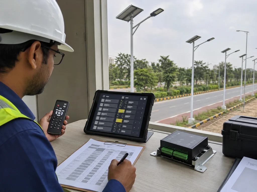 Solar street light controller profile consistency review for multiple poles
