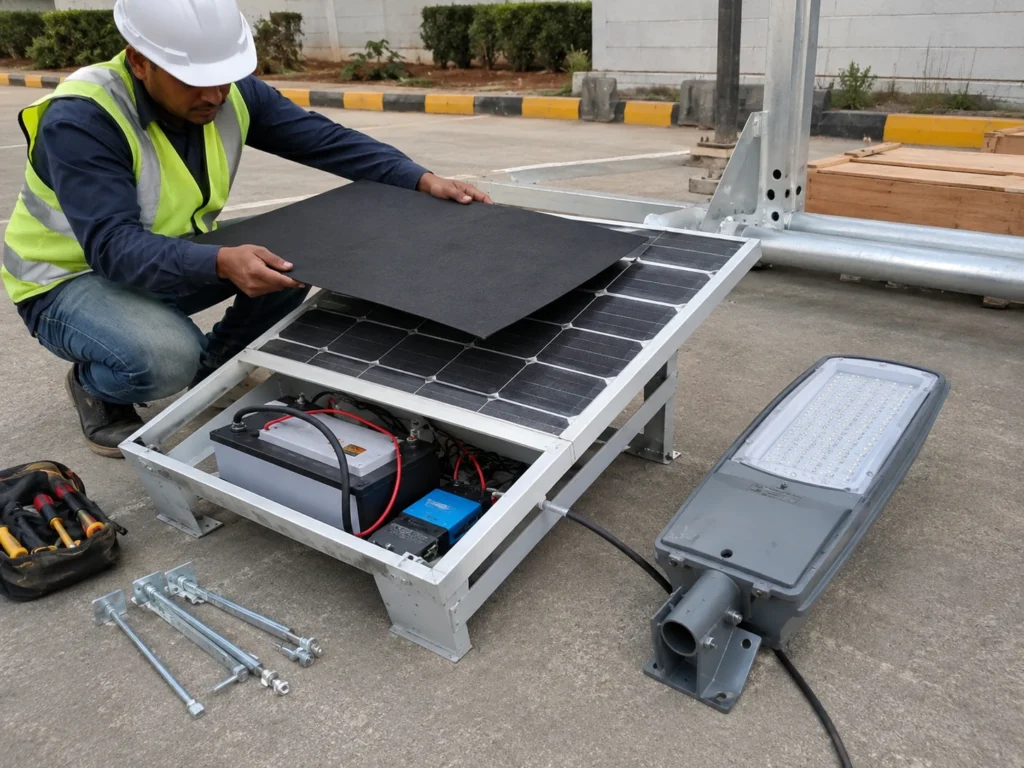 Cover and uncover test for solar street light photocell daylight sensor before pole installation