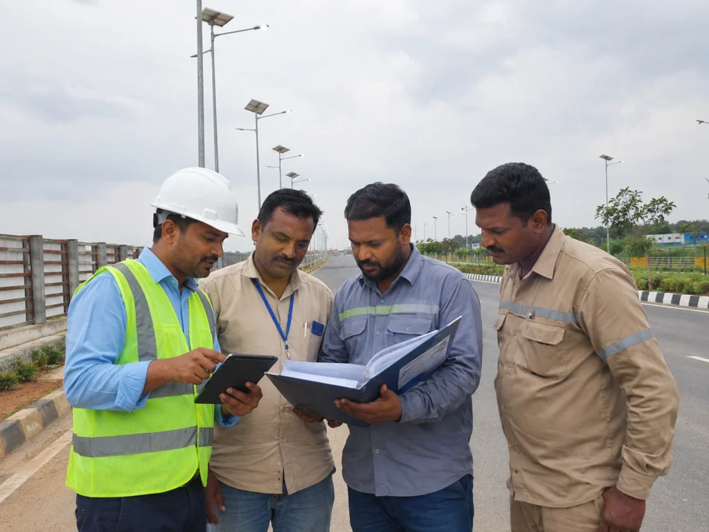 Solar street light maintenance team handover and training