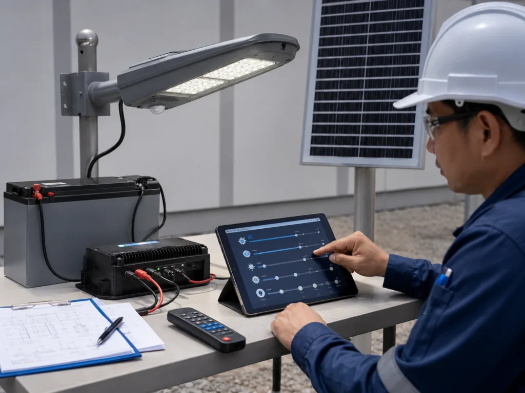 Solar street light motion sensor settings review for standby boost and delay time