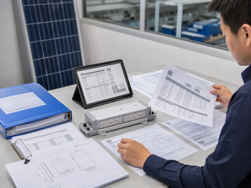 Solar street light pre-shipment document checklist review