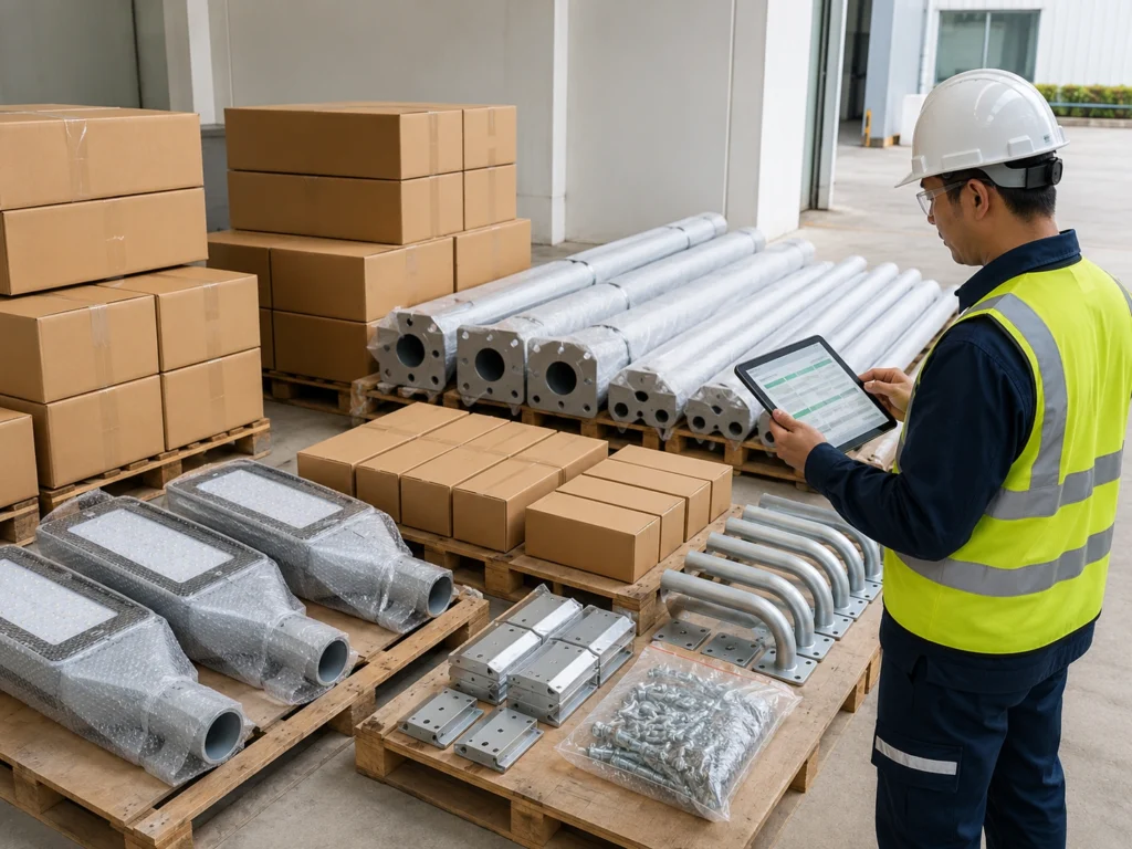 Solar street light shipment acceptance and packing check