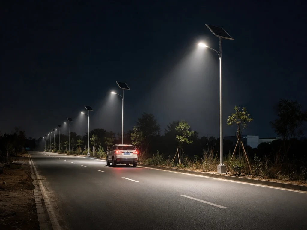 Solar street light standby boost brightness and delay time night road review