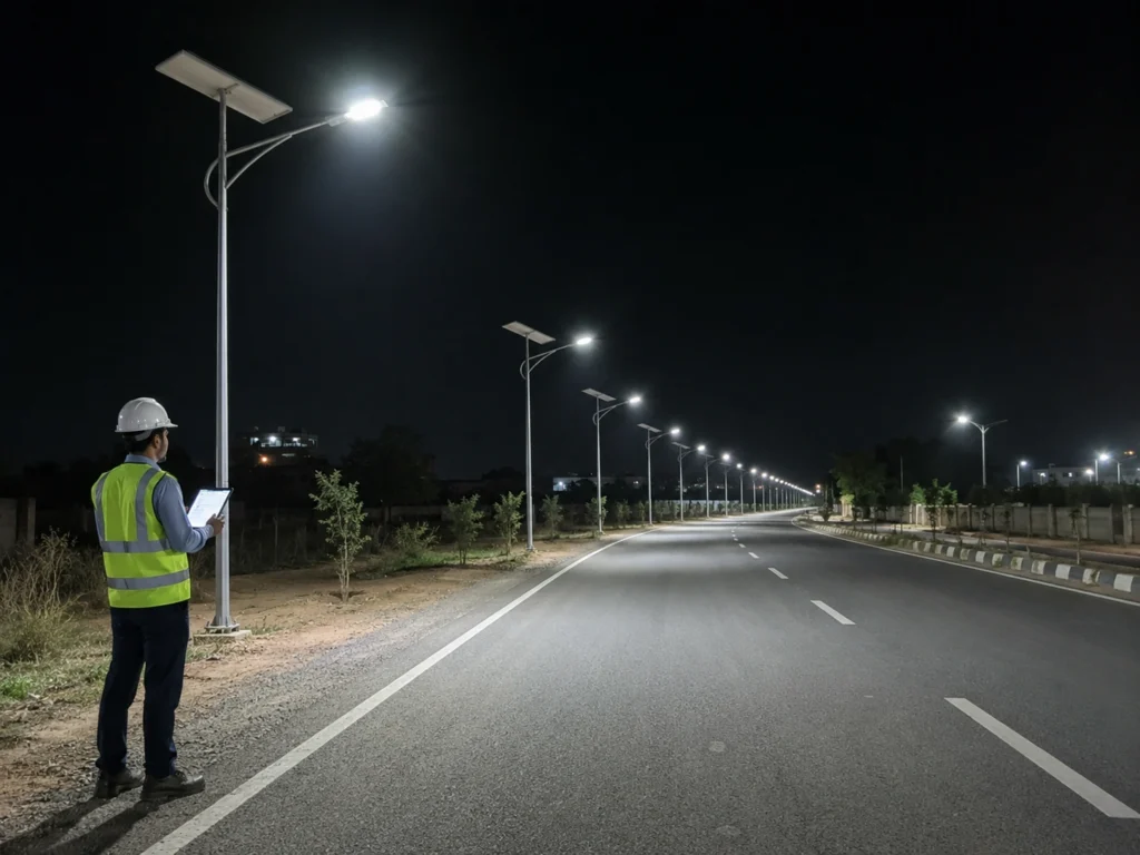 Solar street lighting performance acceptance night test