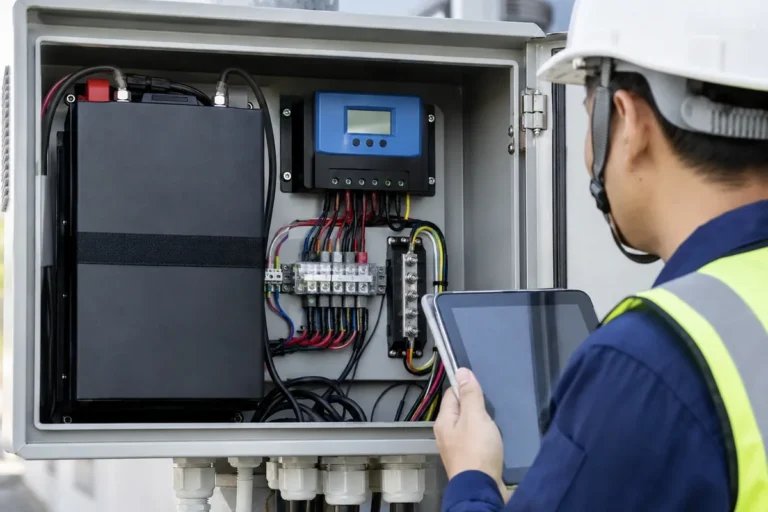 Battery BMS and power unit check for solar lighting system matching