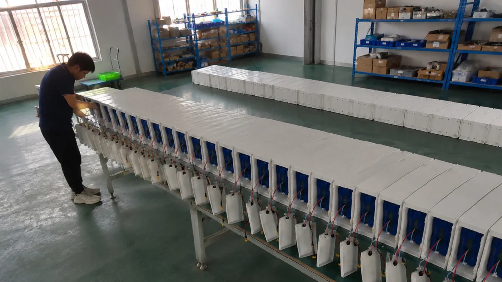Battery power unit assembly and wiring check for solar lighting system matching
