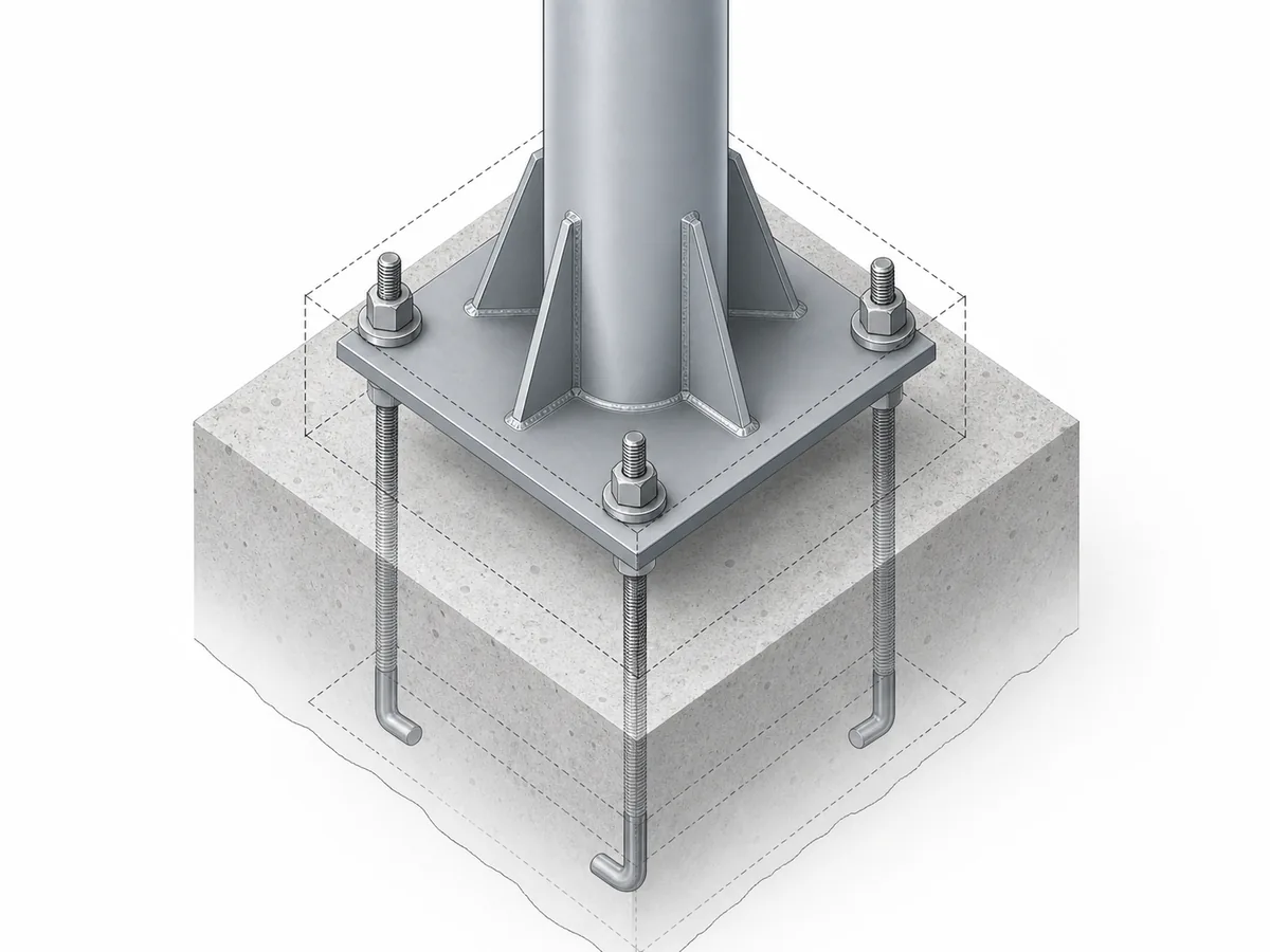 Lighting pole anchor bolt layout for foundation coordination and project drawings