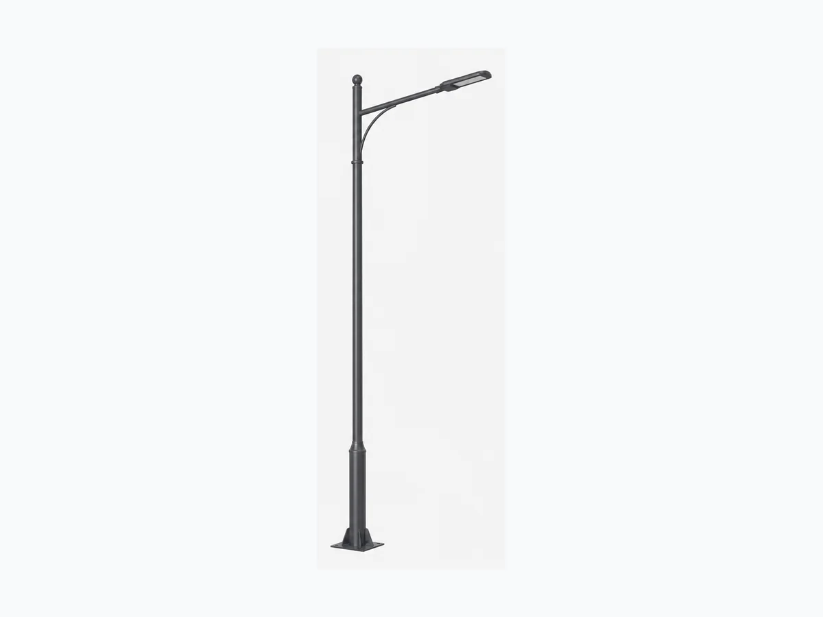 Powder-coated steel lighting pole for city road and architectural outdoor lighting projects
