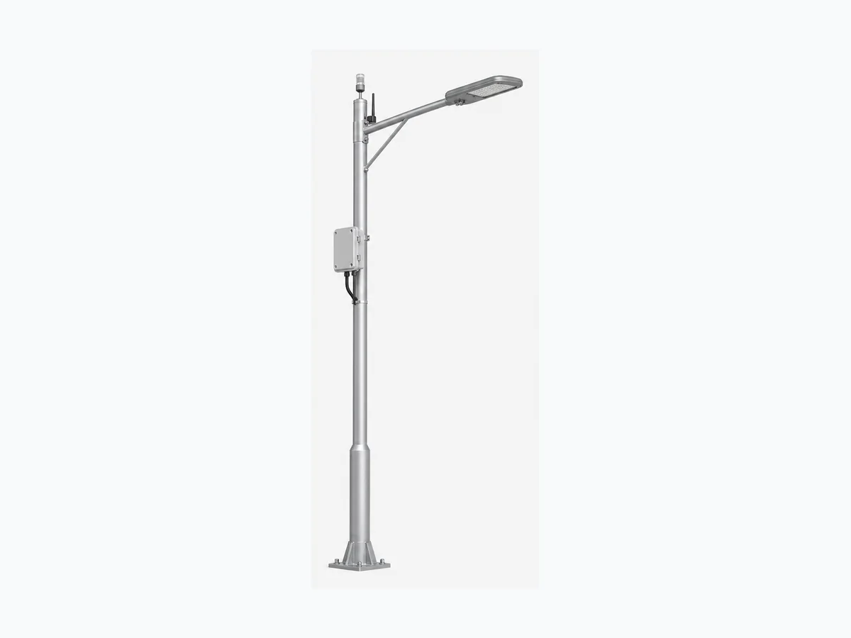 Smart lighting support pole with controller box for municipal smart street lighting projects