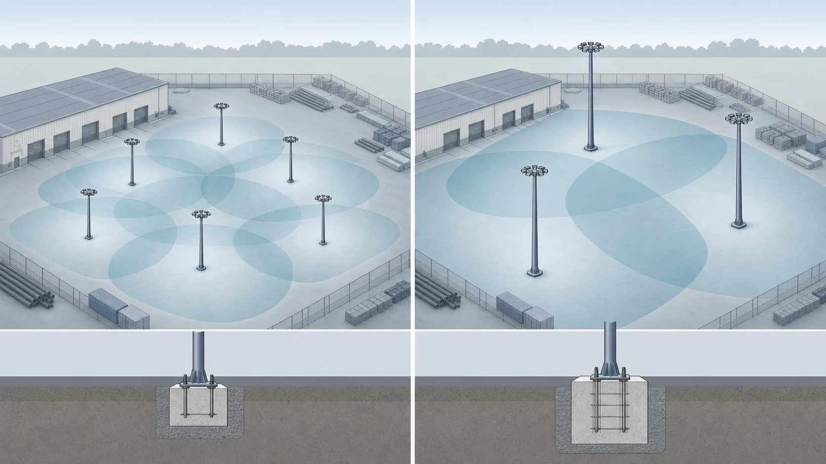 25m versus 30m high mast pole height decision framework for project lighting design