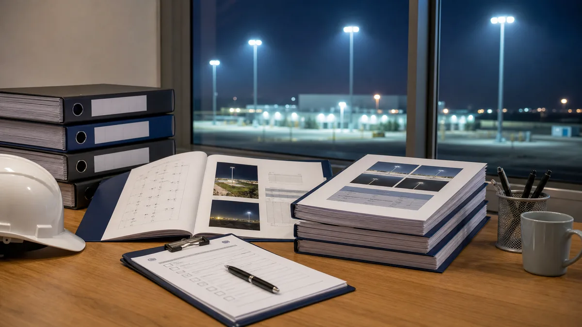 High mast lighting commissioning and handover document package review