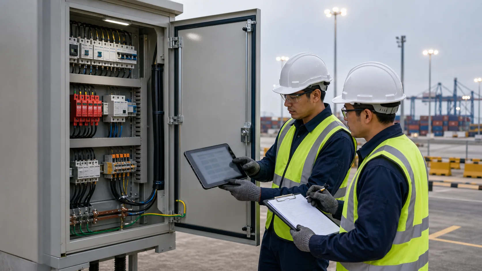 High mast electrical SPD grounding and control maintenance inspection record