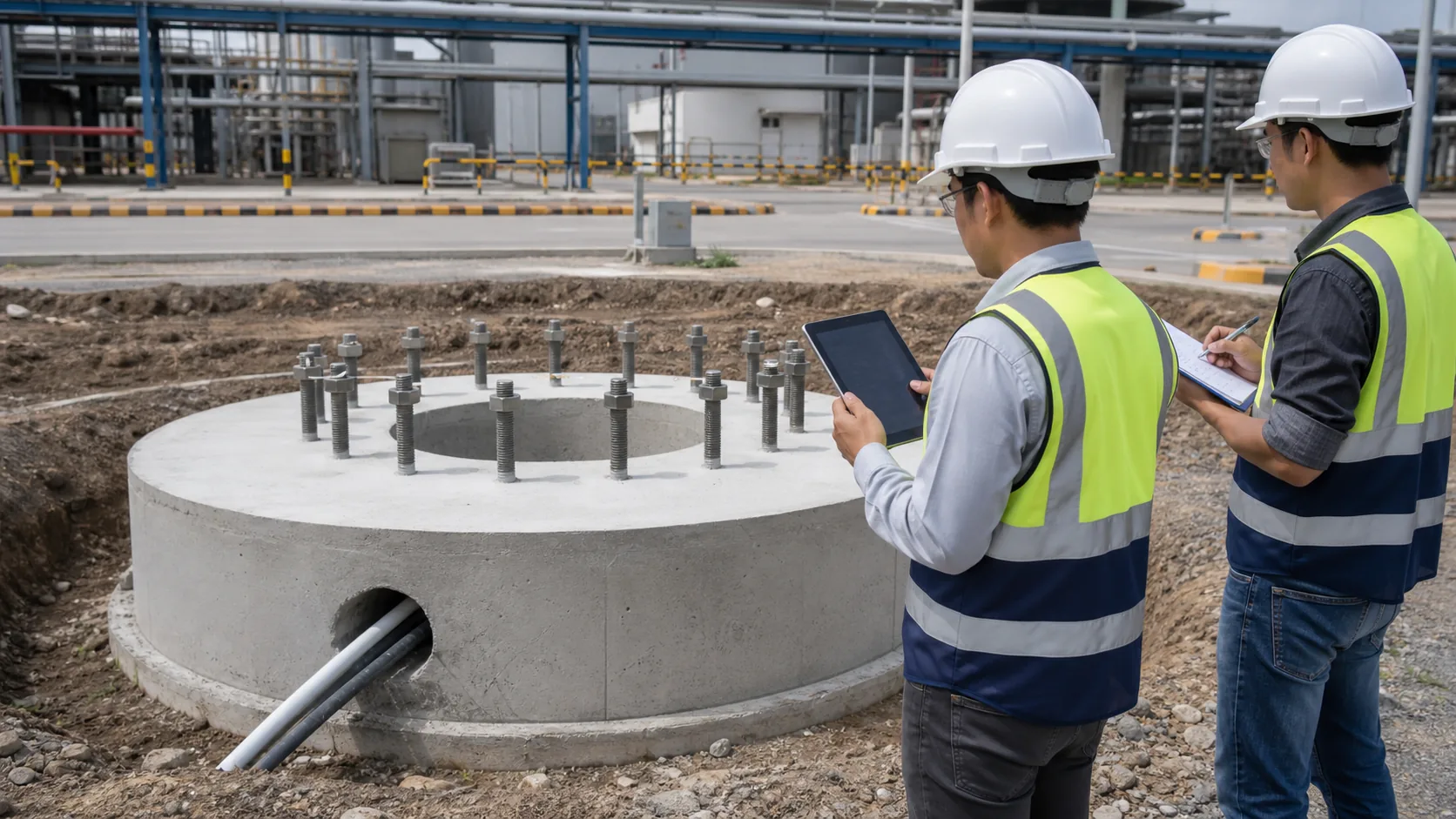 High mast foundation and anchor bolt pre erection release check before pole installation