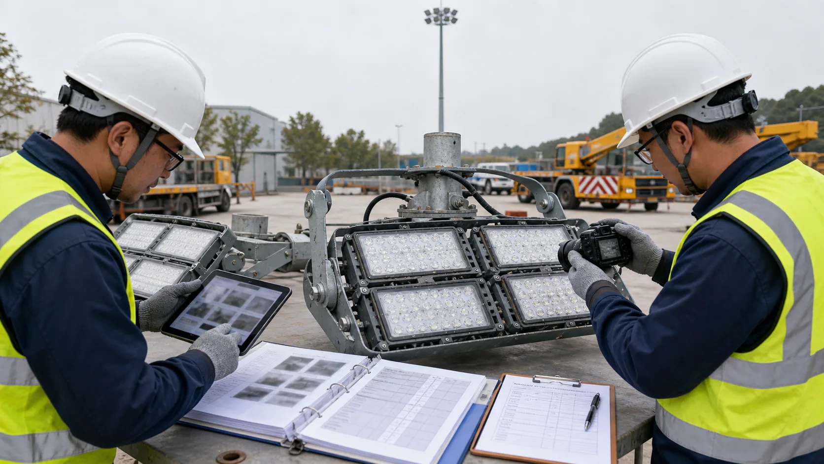 High mast ground level luminaire inspection record for maintenance planning