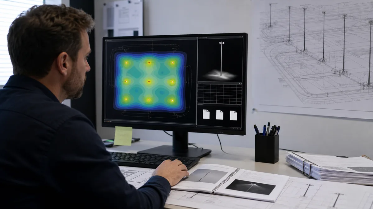High mast lighting IES LDT DIALux and aiming schedule review for tender documents