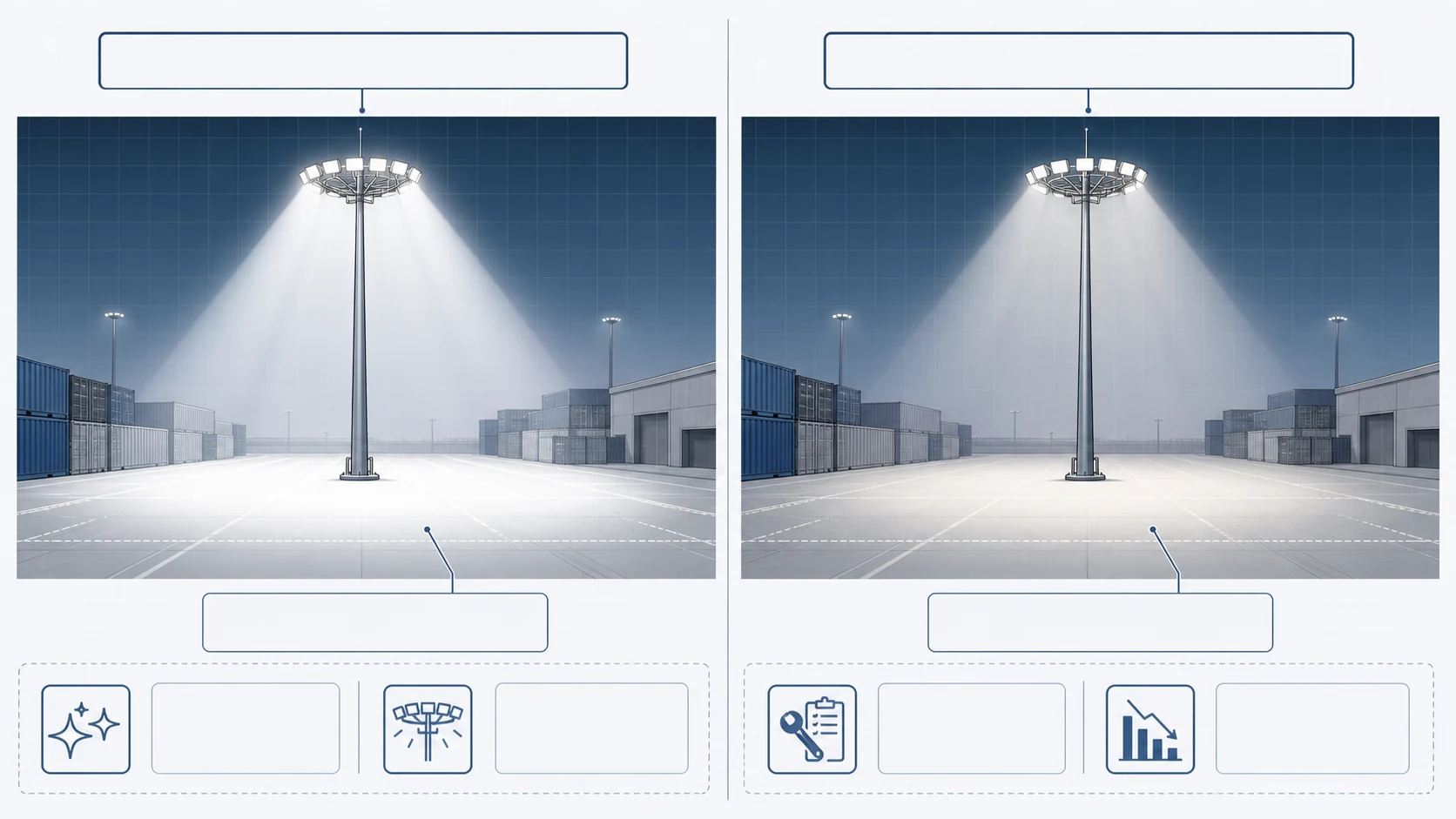 Initial lux versus maintained lux diagram for high mast lighting design