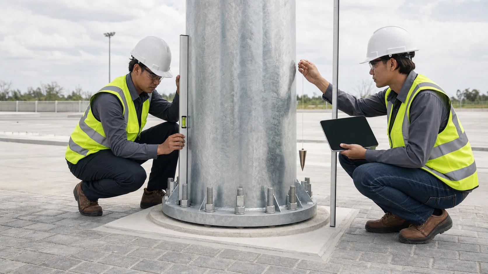 High mast installation tolerance and as-built verification review