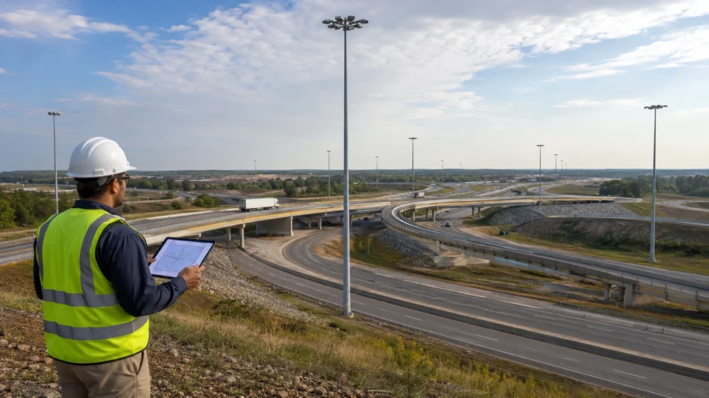 High mast lighting spacing review for highway interchange project