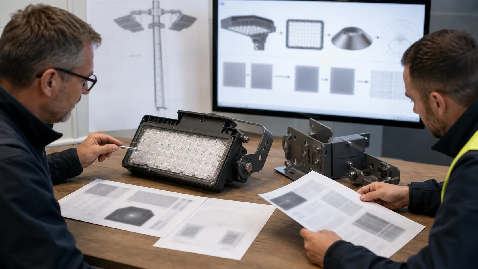 High mast luminaire optic IES file and aiming schedule traceability review