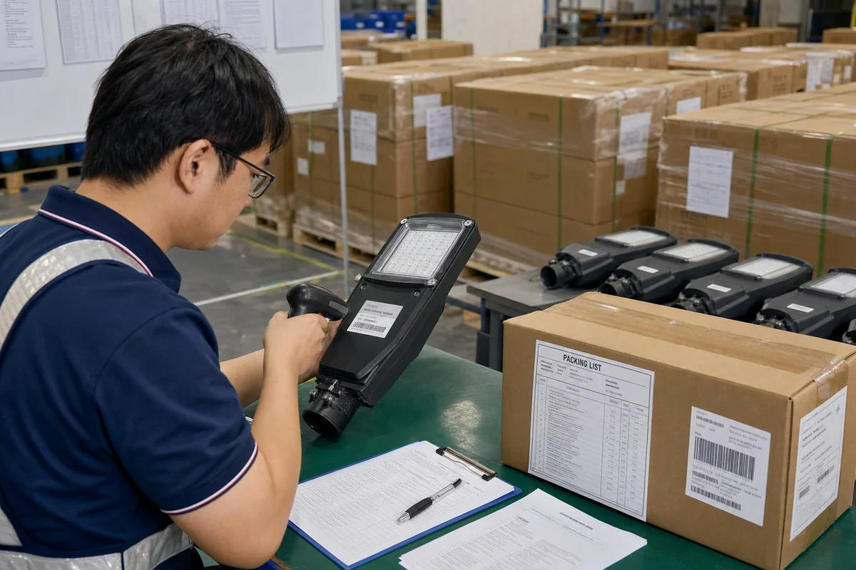 outgoing quality control inspection before solar street light shipment release