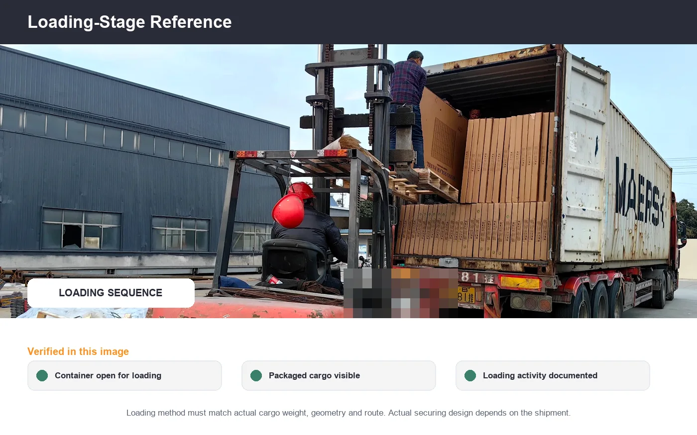 Street lighting container loading review for cargo placement separation and movement control