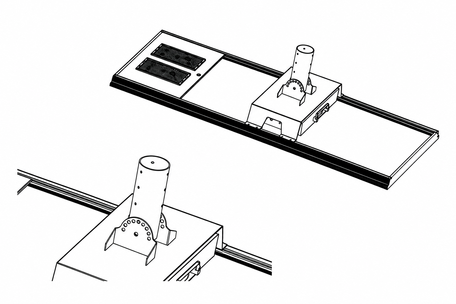 Installation illustration showing a bracket attached to the HC solar street light body