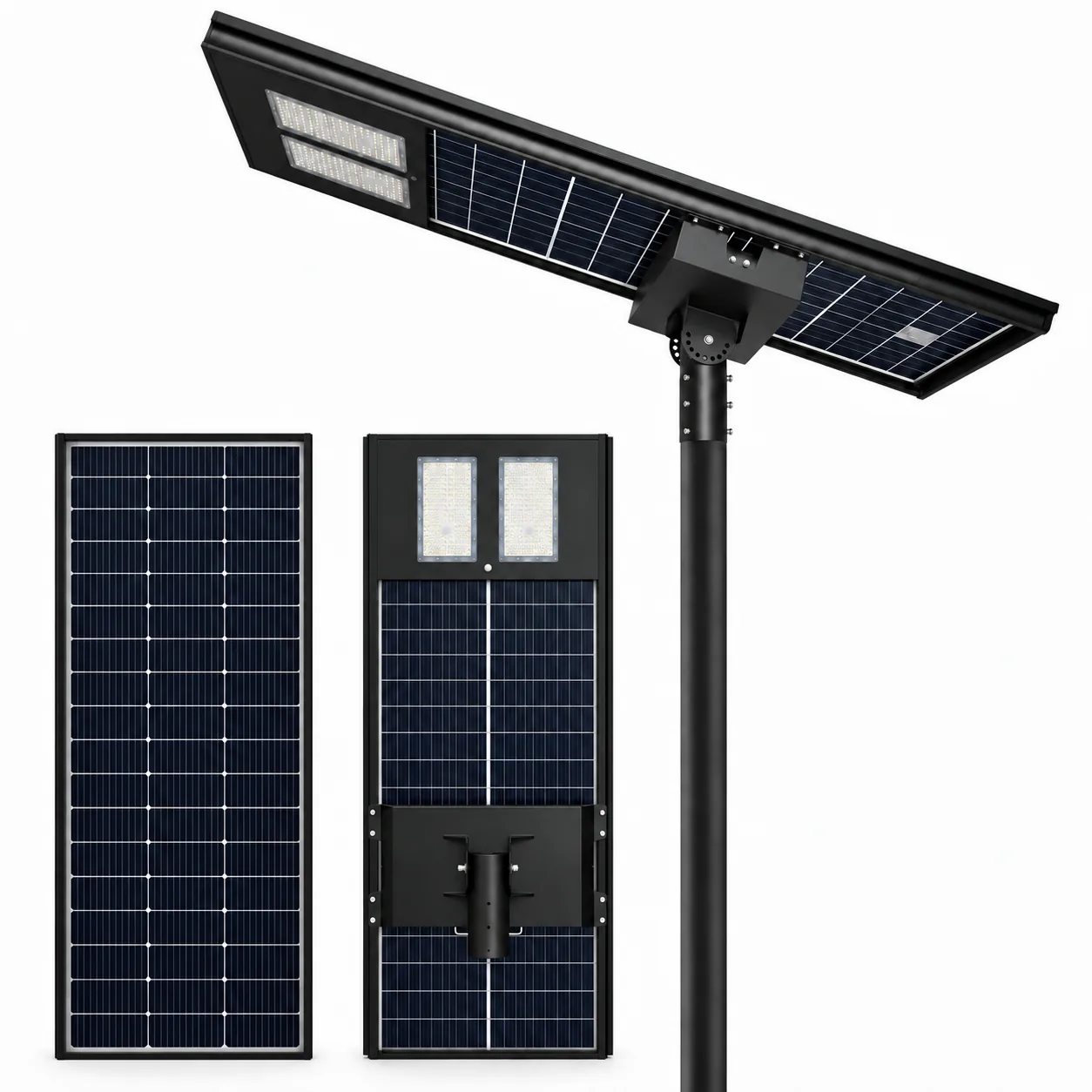 SL-AIO-HC integrated solar street light system and component views