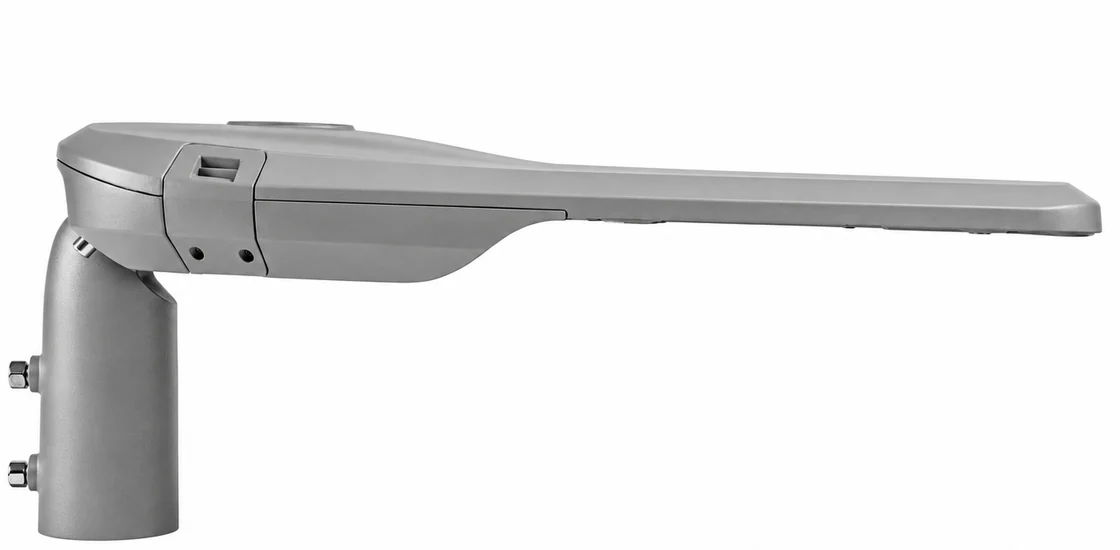 SL-SPL-HC luminaire side view showing the pole mounting interface and housing profile.