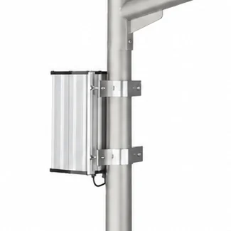 SL-SPL-HC above-ground enclosure mounted to a pole with external clamps.